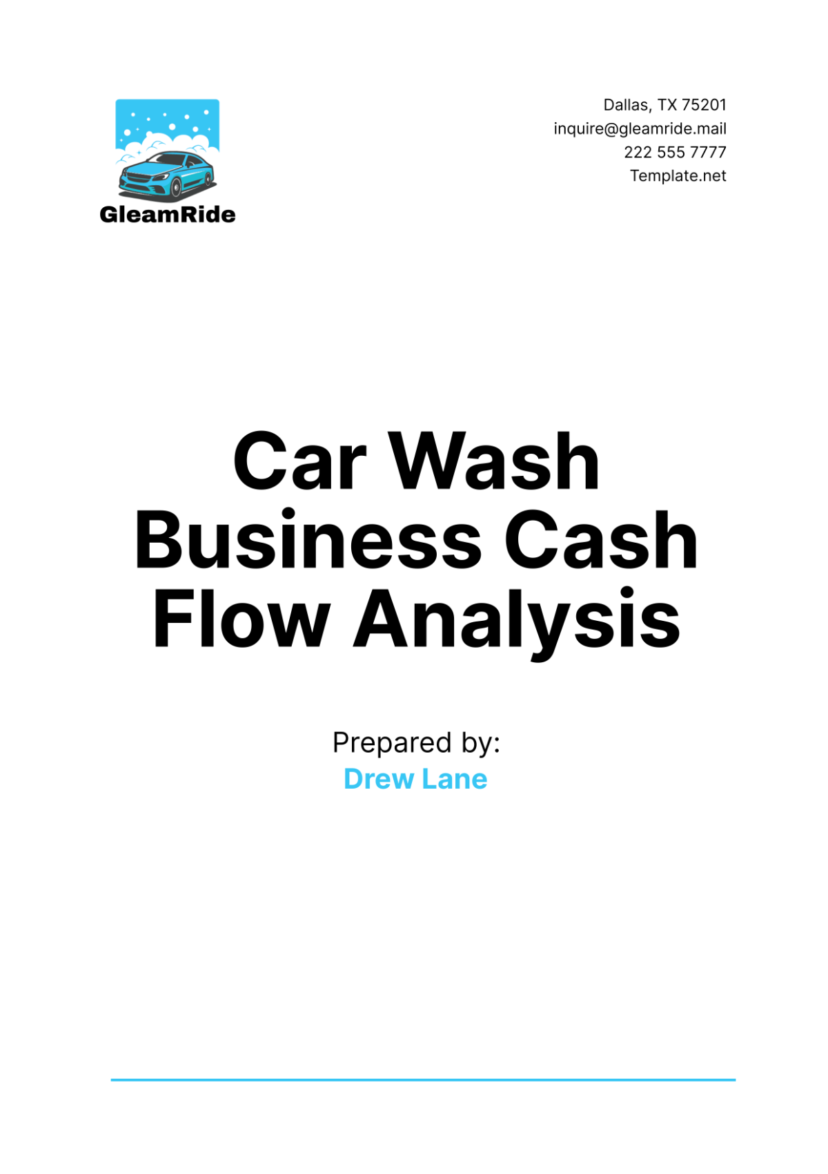 Car Wash Business Cash Flow Analysis Template - Edit Online & Download