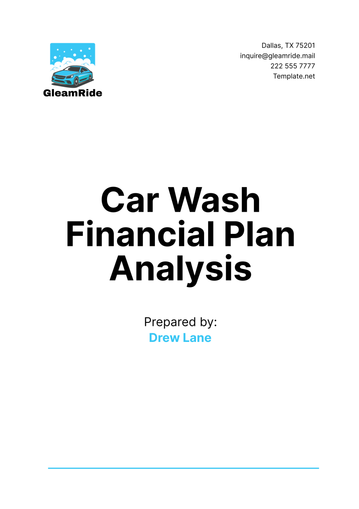 Car Wash Financial Plan Analysis Template - Edit Online & Download