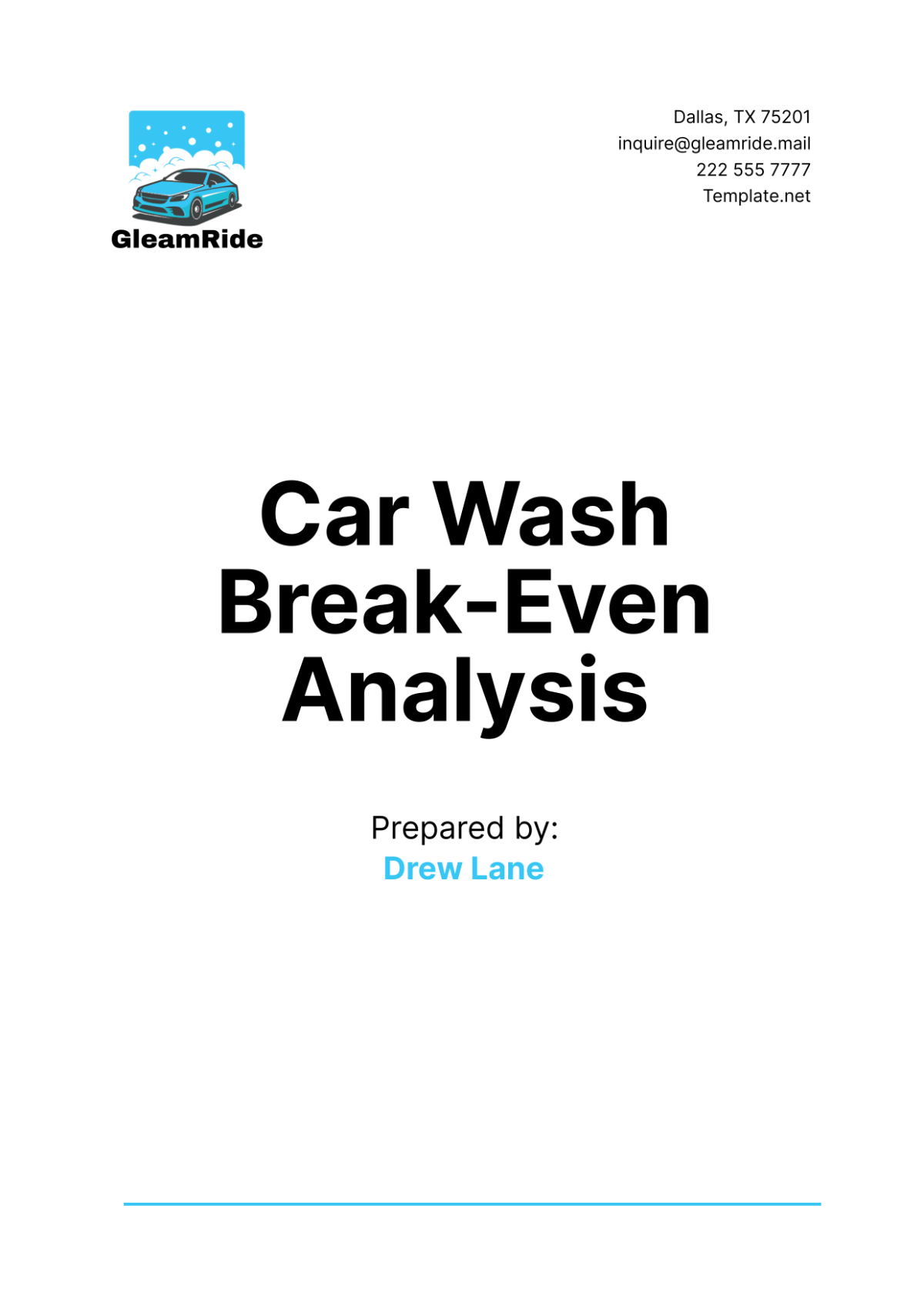 Car Wash Break-Even Analysis Template - Edit Online & Download