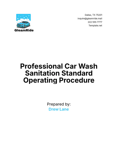 Free Professional Car Wash Sanitation Standard Operating Procedure Template to Edit Online
