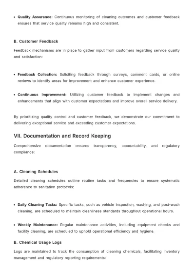 Free Professional Car Wash Sanitation Standard Operating Procedure Template to Edit Online