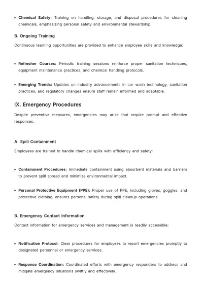 Free Professional Car Wash Sanitation Standard Operating Procedure Template to Edit Online