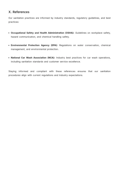 Free Professional Car Wash Sanitation Standard Operating Procedure Template to Edit Online
