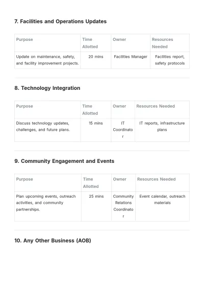 Free School Staff Meeting Agenda Template to Edit Online