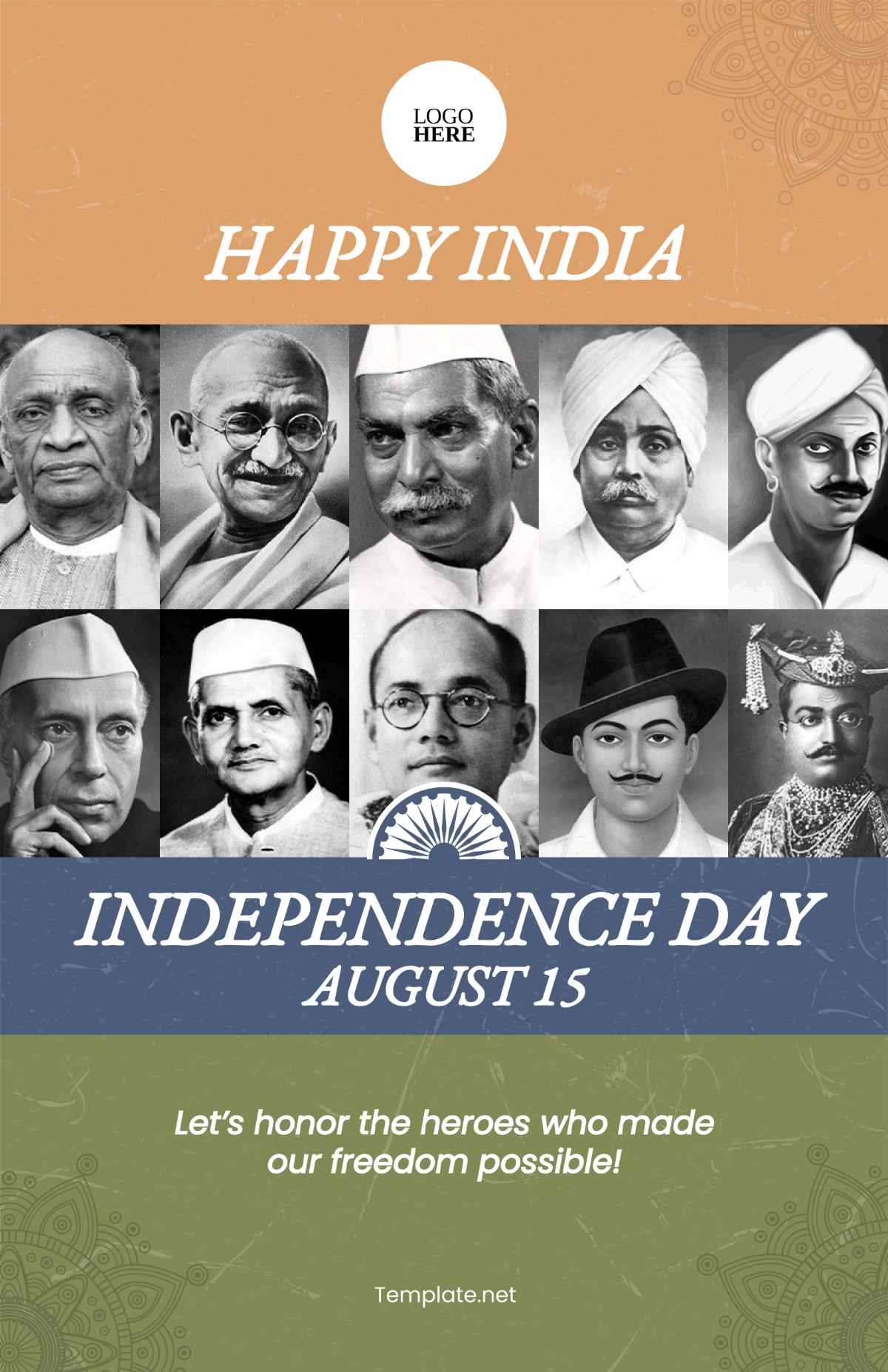India Independence Day Vintage Poster