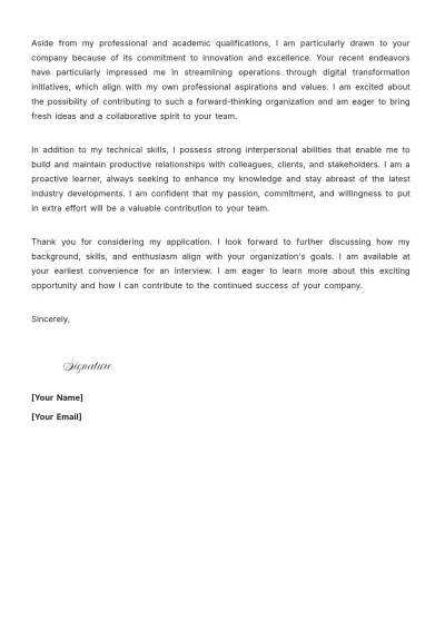 Free Junior Executive Cover Letter to Edit Online