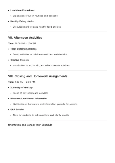 Free First of Day School Agenda Template to Edit Online