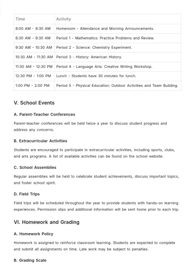 Free Public School Agenda Template to Edit Online