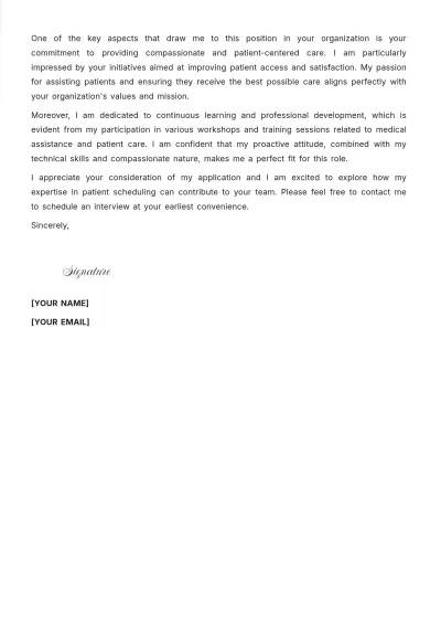 Free Patient Scheduling Medical Assistant Cover Letter to Edit Online