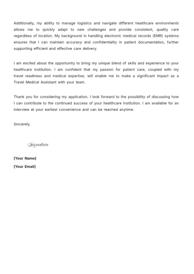 Free Travel Medical Assistant Cover Letter to Edit Online