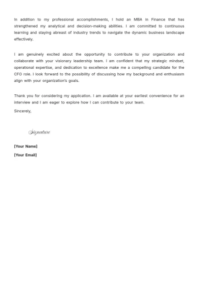 Free Senior Executive Cover Letter to Edit Online