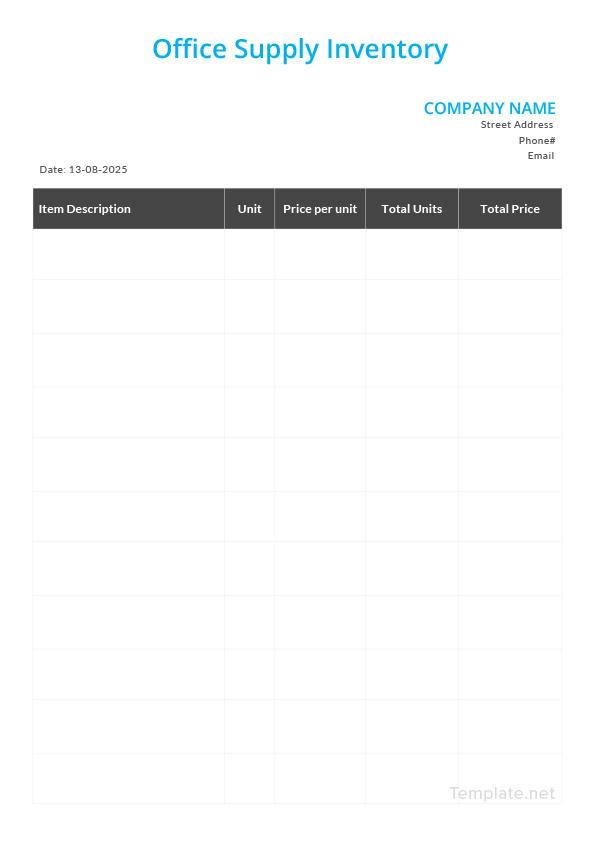 Office Supply Inventory Template in Microsoft Word | Template.net