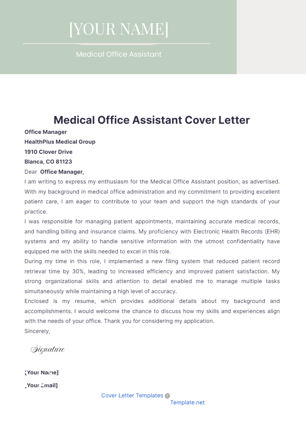 Medical Office Assistant Cover Letter - Edit Online & Download