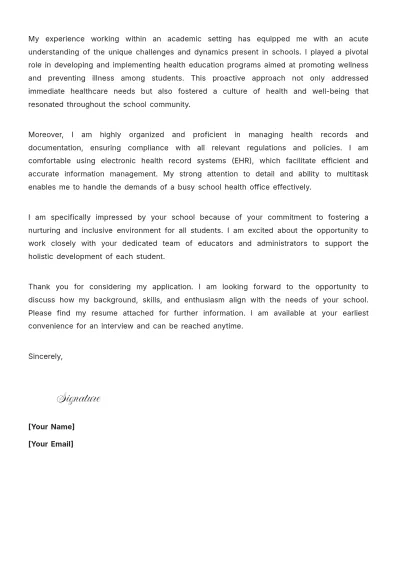 Free School Medical Assistant Cover Letter to Edit Online