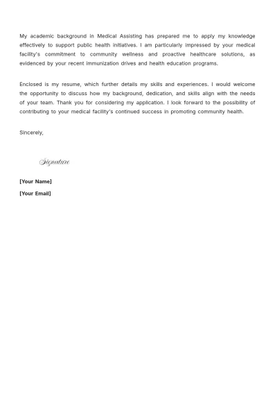 Free Public Health Medical Assistant Cover Letter to Edit Online