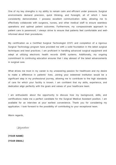 Free Surgical Medical Assistant Cover Letter to Edit Online