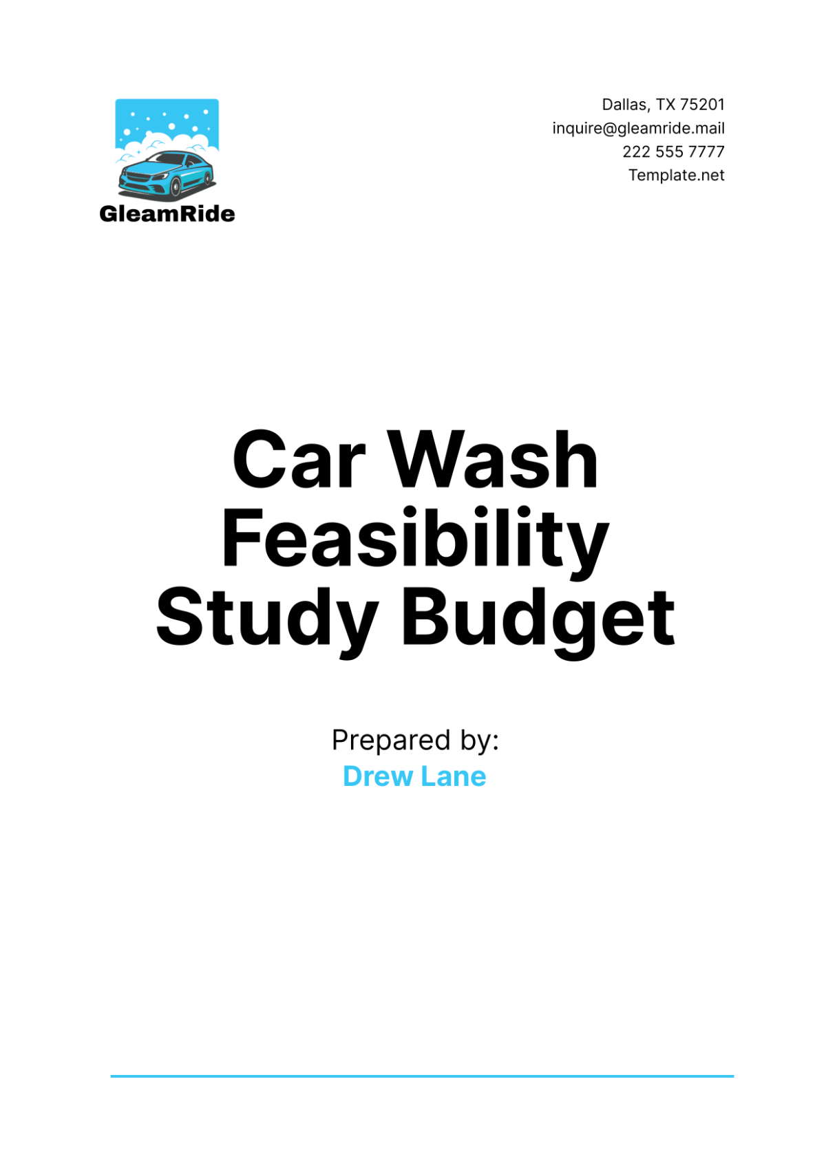 Car Wash Feasibility Study Budget Template