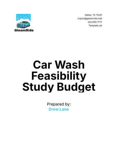 Free Car Wash Feasibility Study Budget Template to Edit Online
