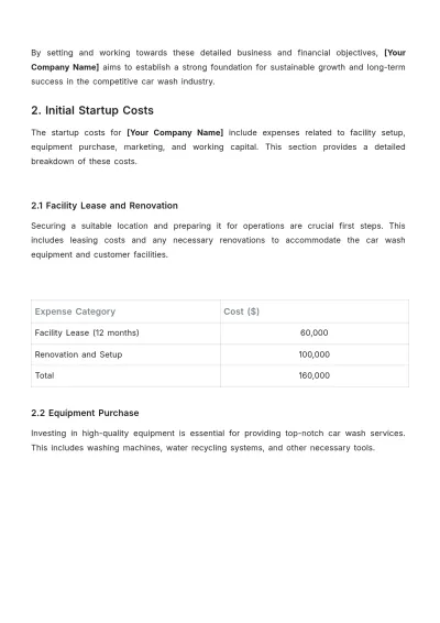 Free Car Wash Feasibility Study Budget Template to Edit Online