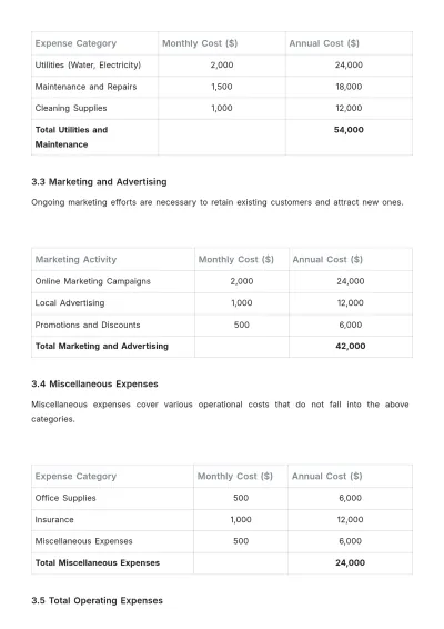 Free Car Wash Feasibility Study Budget Template to Edit Online