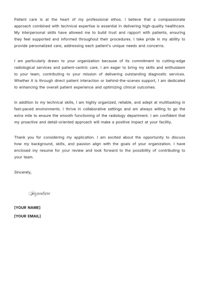Free Radiology Medical Assistant Cover Letter to Edit Online
