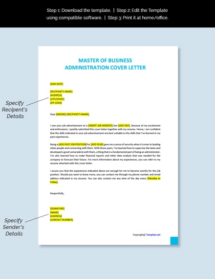sample cover letter for business administration