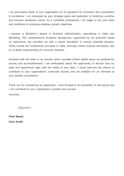 Free Sales Executive Cover Letter to Edit Online