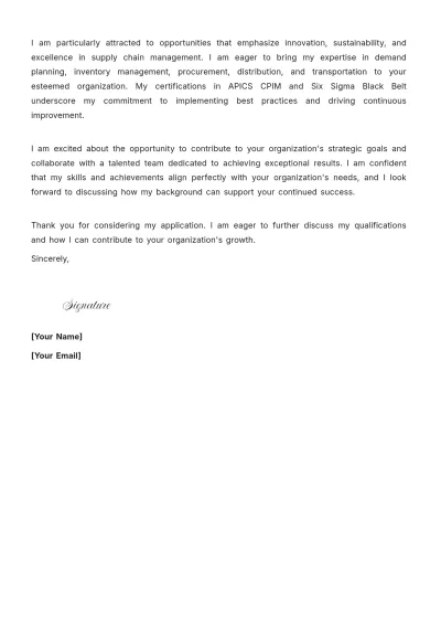 Free Logistics & Supply Chain Executive Cover Letter to Edit Online