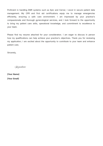 Free Gynecology Medical Assistant Cover Letter to Edit Online