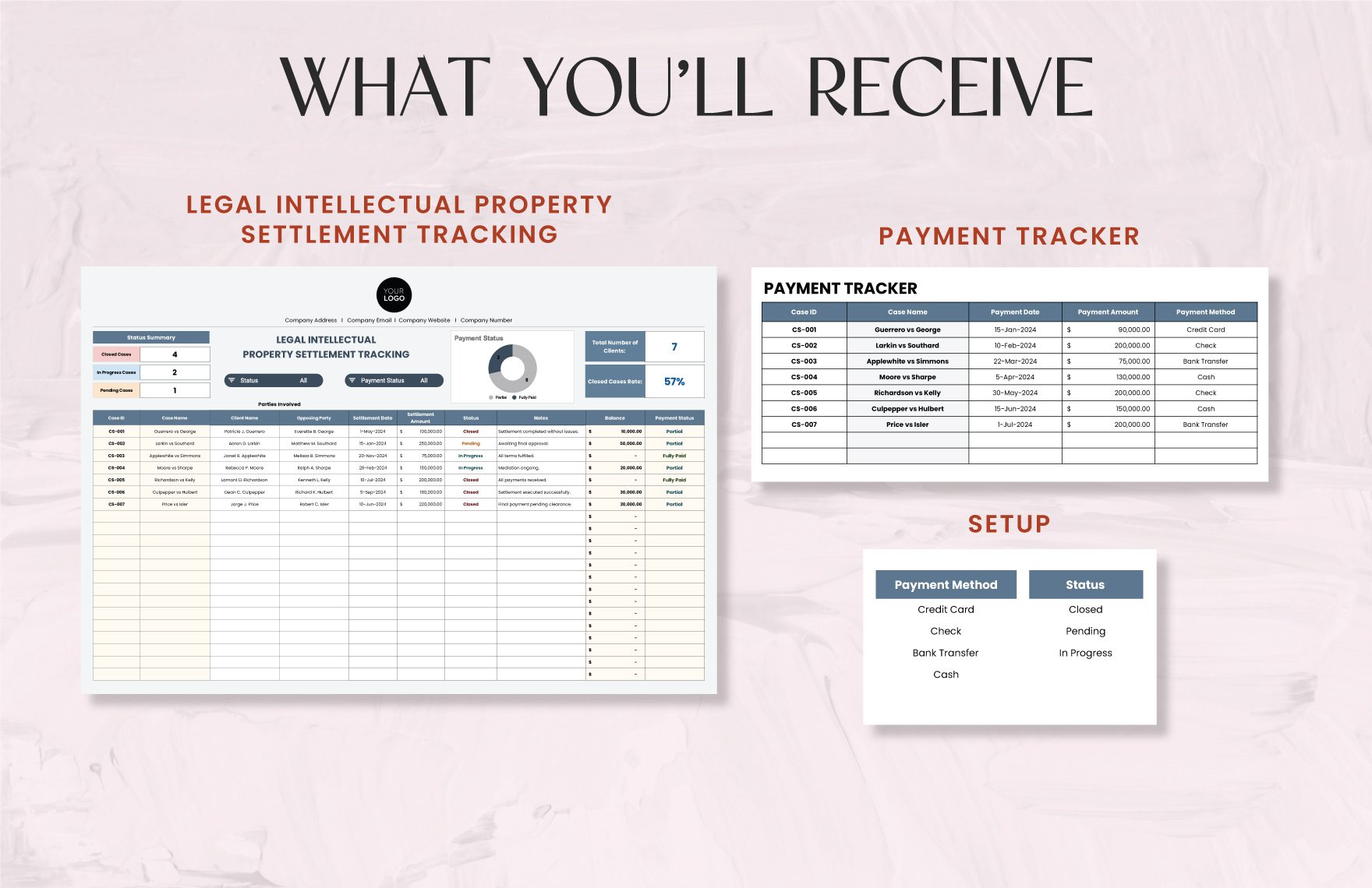 Legal Intellectual Property Settlement Tracking Template