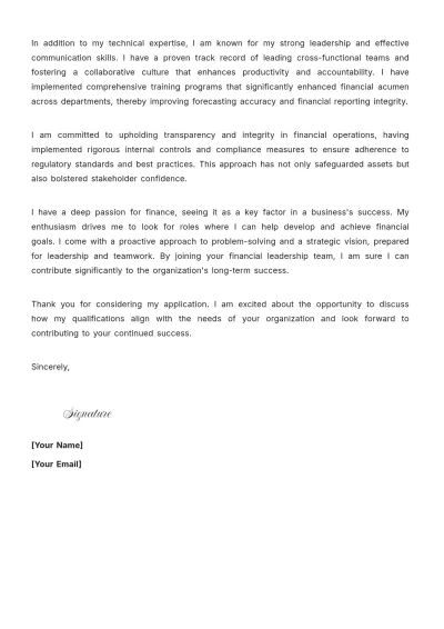 Free Senior Finance Executive Cover Letter to Edit Online
