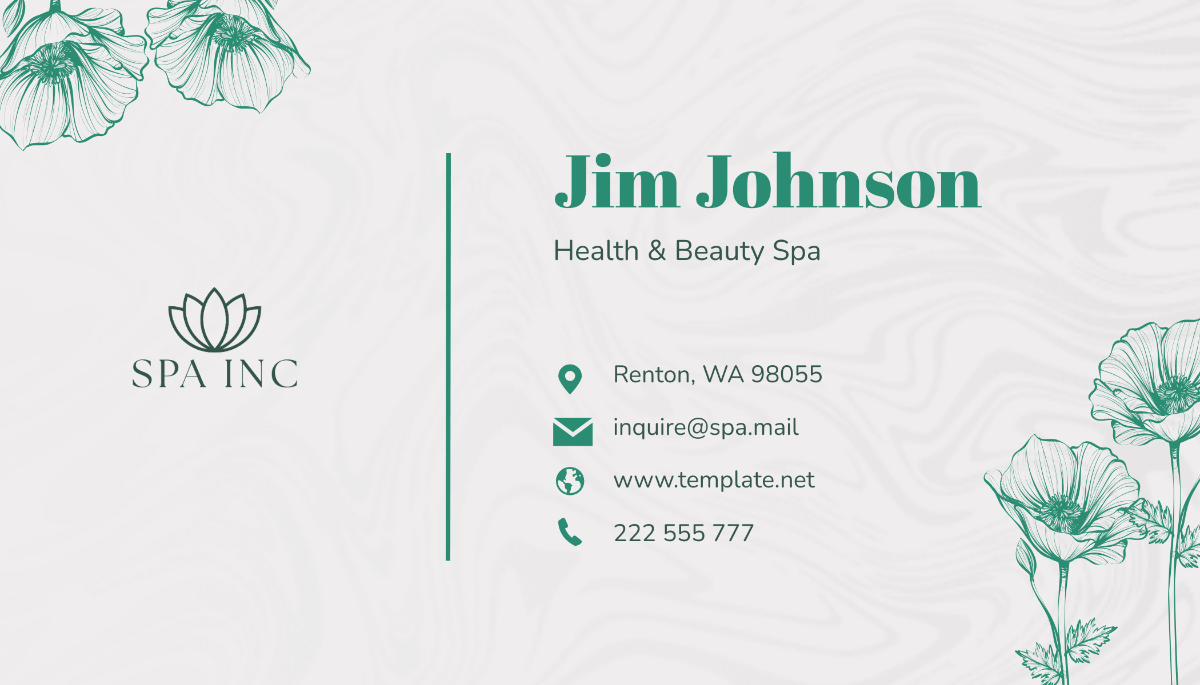 Health & Beauty Spa Business Card