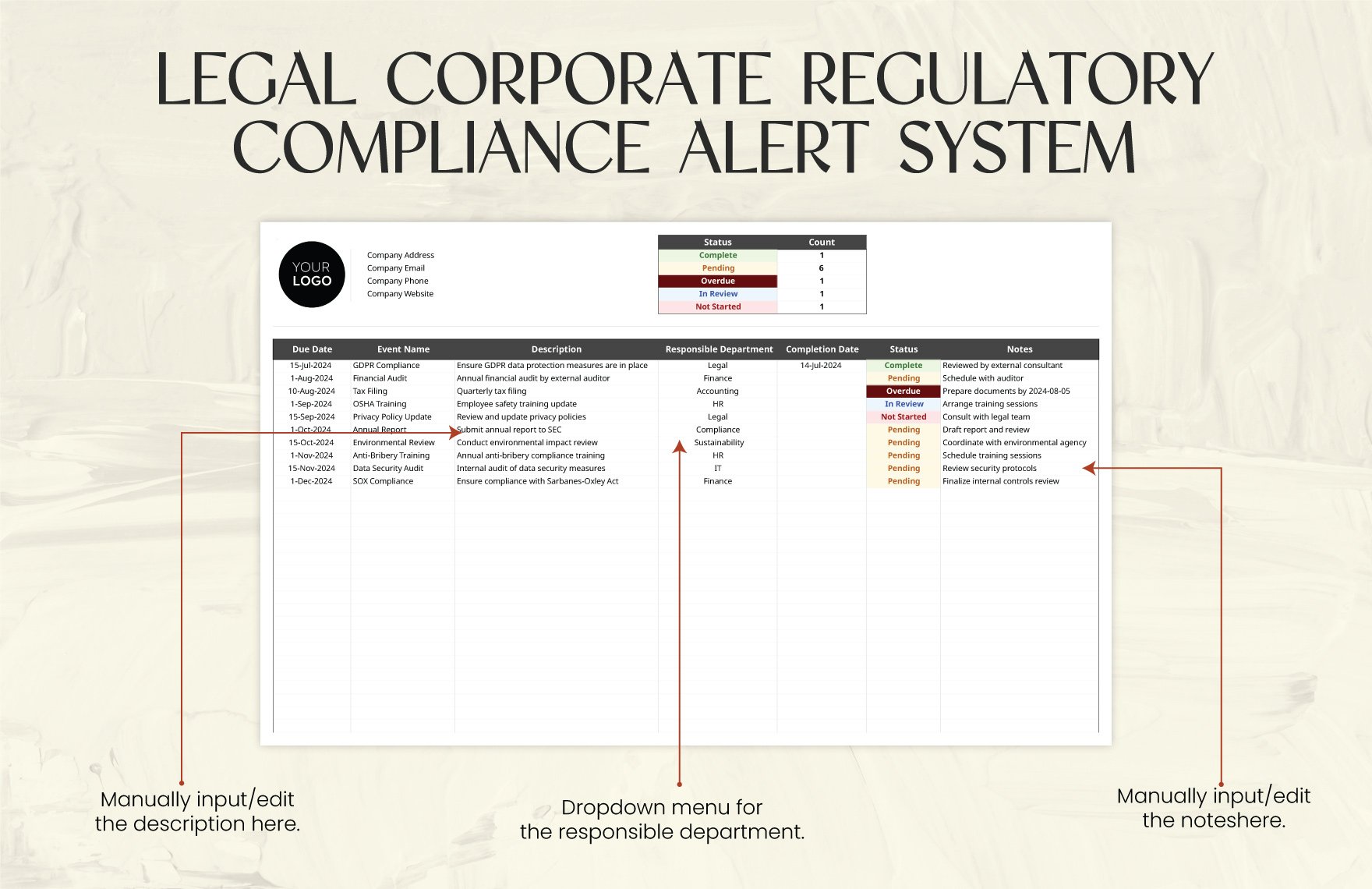 Legal Corporate Regulatory Compliance Alert System Template