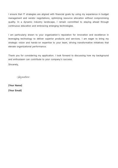 Free Information Technology Executive Cover Letter to Edit Online