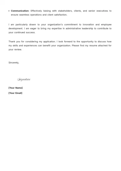 Free Admin Executive Cover Letter to Edit Online