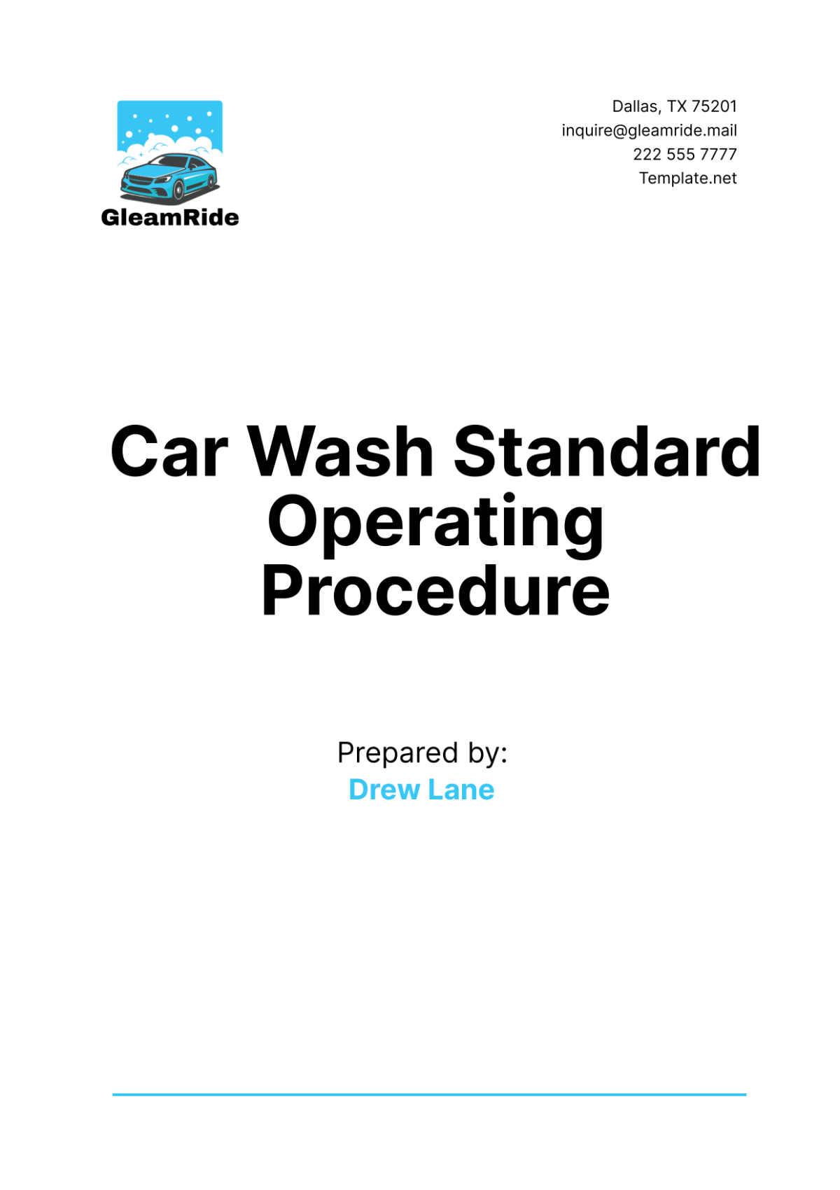 Car Wash Standard Operating Procedure Template