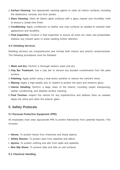 Free Car Wash Standard Operating Procedure Template to Edit Online