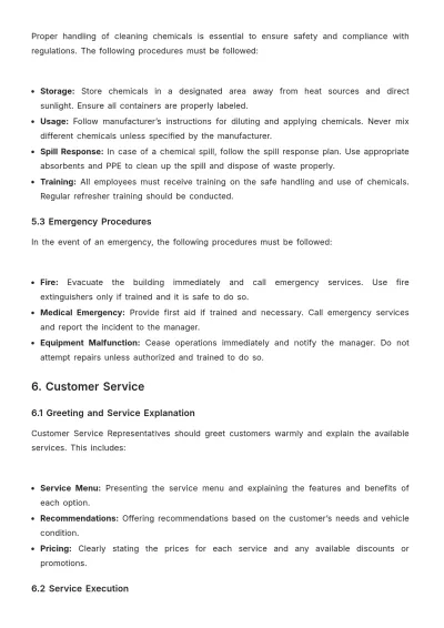 Free Car Wash Standard Operating Procedure Template to Edit Online