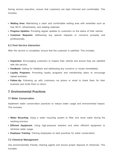 Free Car Wash Standard Operating Procedure Template to Edit Online