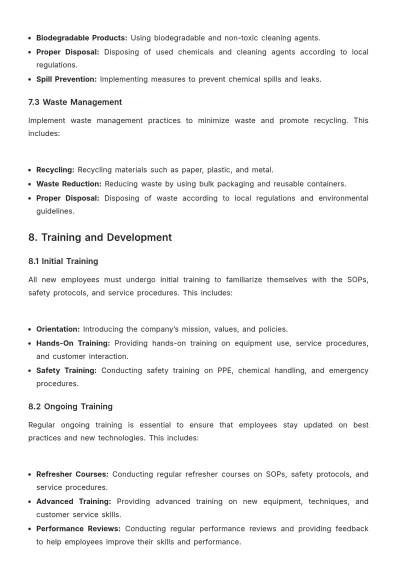Free Car Wash Standard Operating Procedure Template to Edit Online