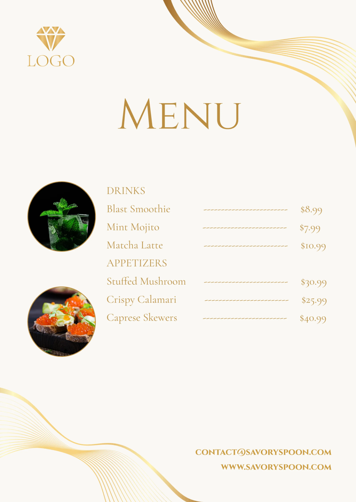 Free Luxury Menu Template to Edit Online