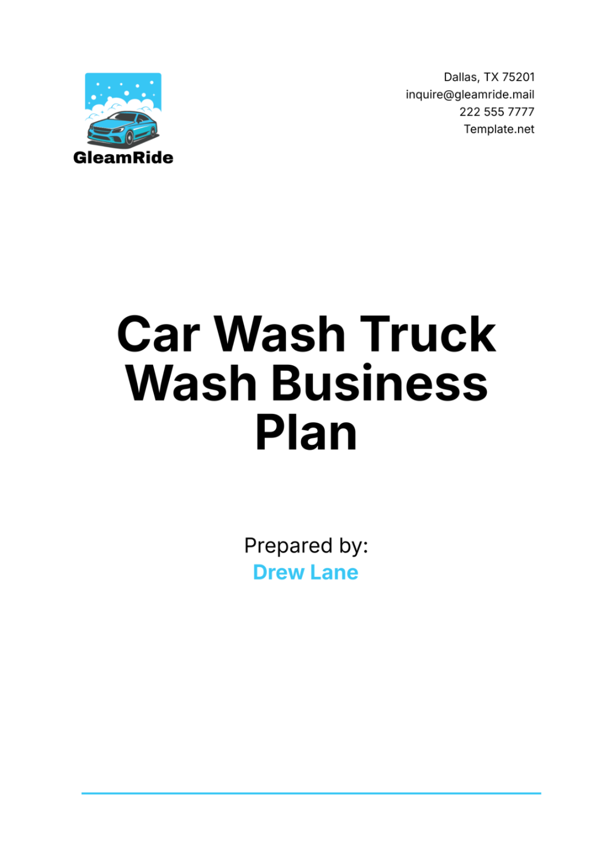 Car Wash Truck Wash Business Plan Template - Edit Online & Download