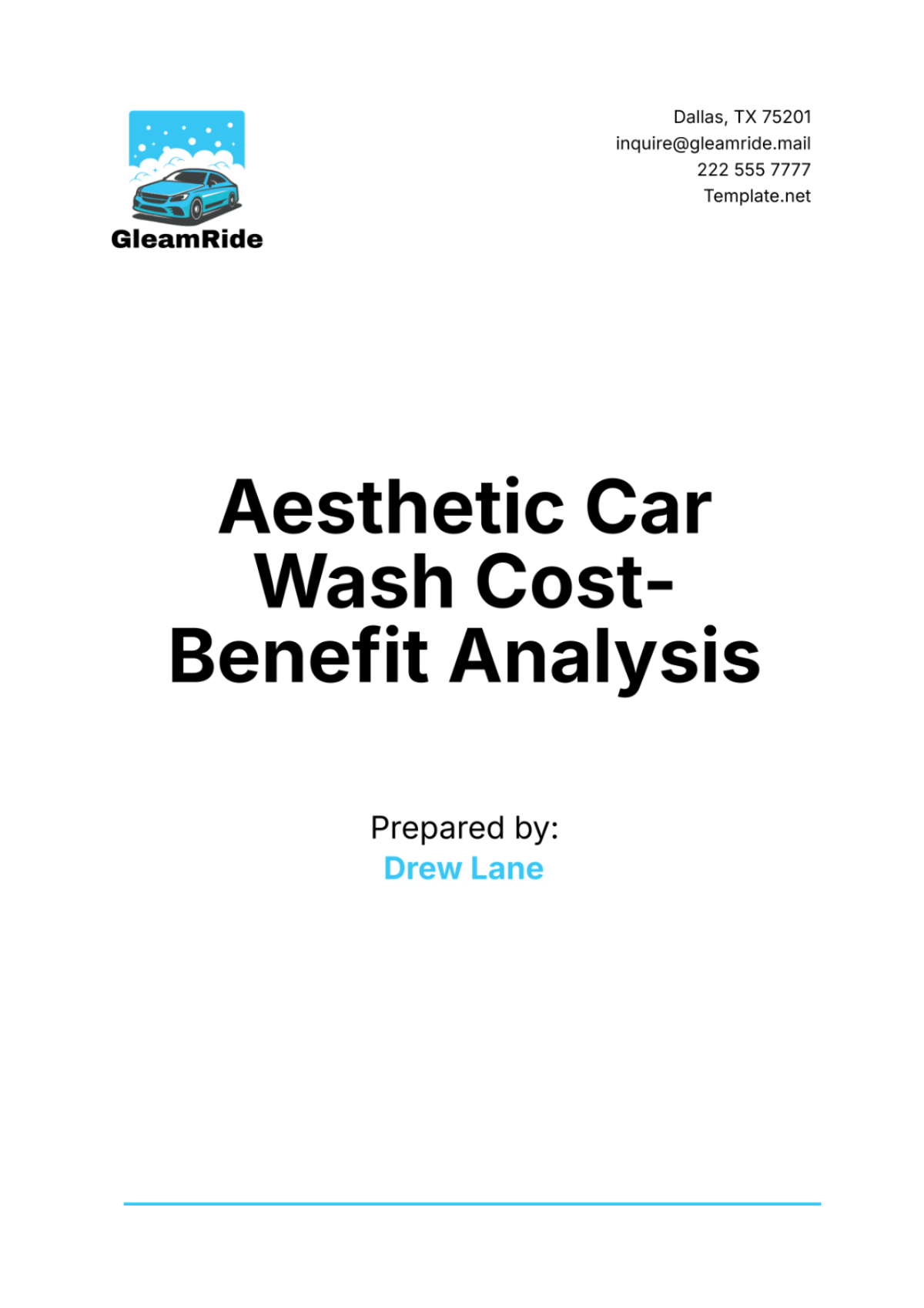 Aesthetic Car Wash Cost-Benefit Analysis Template - Edit Online & Download