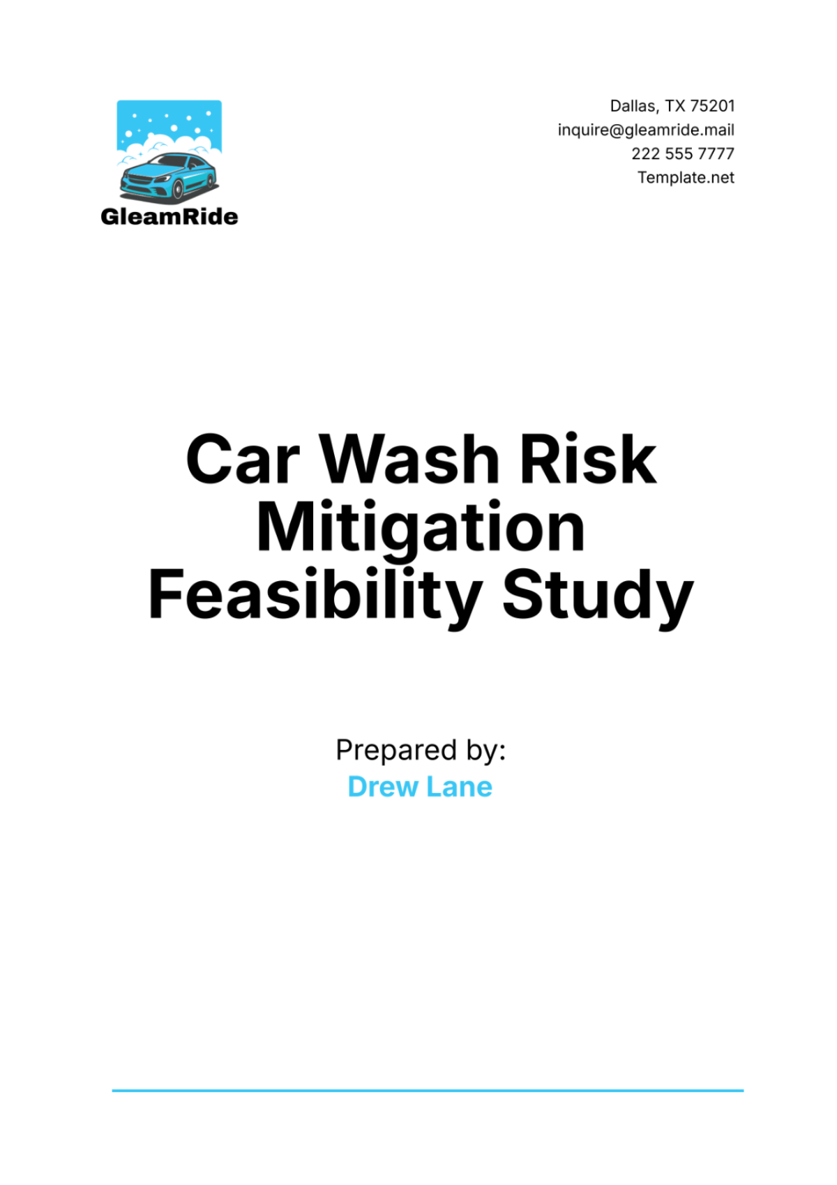 Car Wash Risk Mitigation Feasibility Study Template - Edit Online & Download