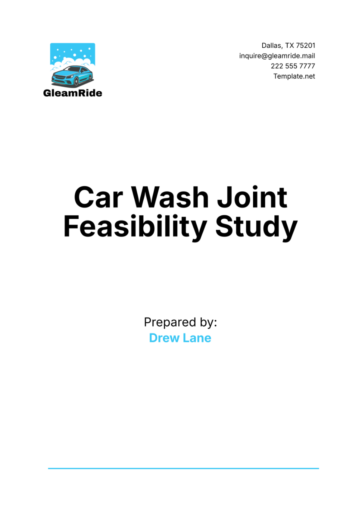 Car Wash Joint Feasibility Study Template - Edit Online & Download