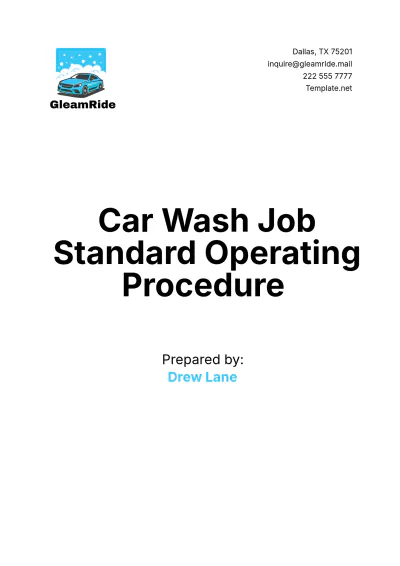 Free Car Wash Job Standard Operating Procedure Template to Edit Online