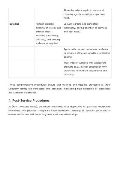 Free Car Wash Job Standard Operating Procedure Template to Edit Online