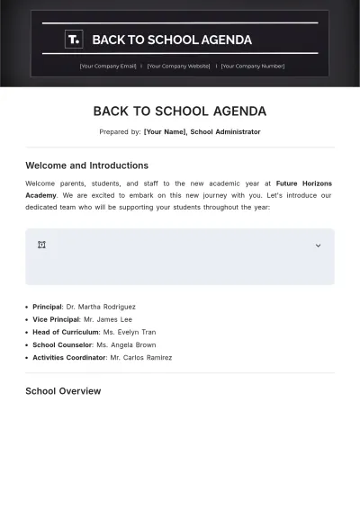 Free Back to School Agenda Template to Edit Online
