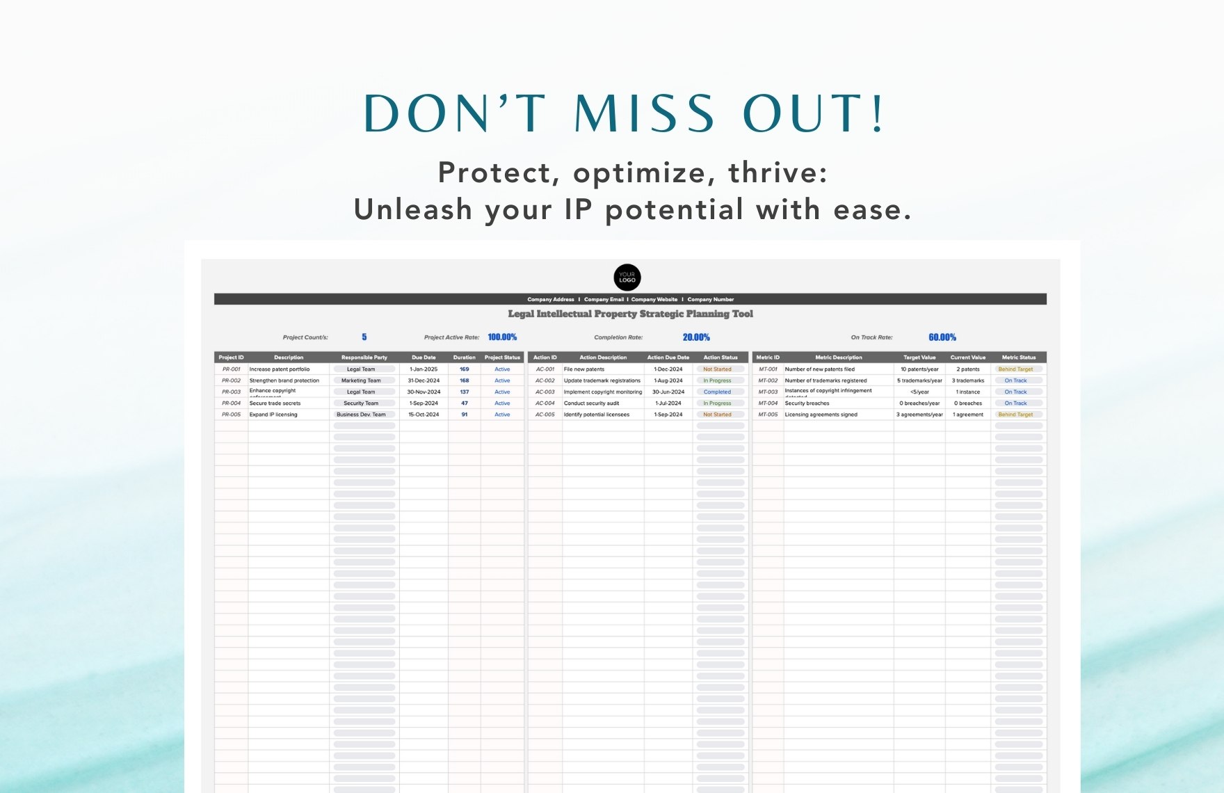 Legal Intellectual Property Strategic Planning Tool Template