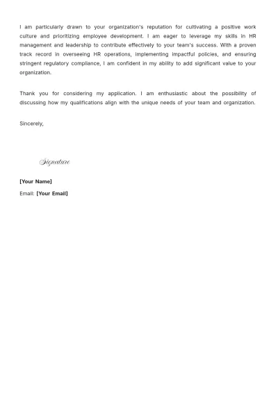 Free HR Office Manager Cover Letter to Edit Online